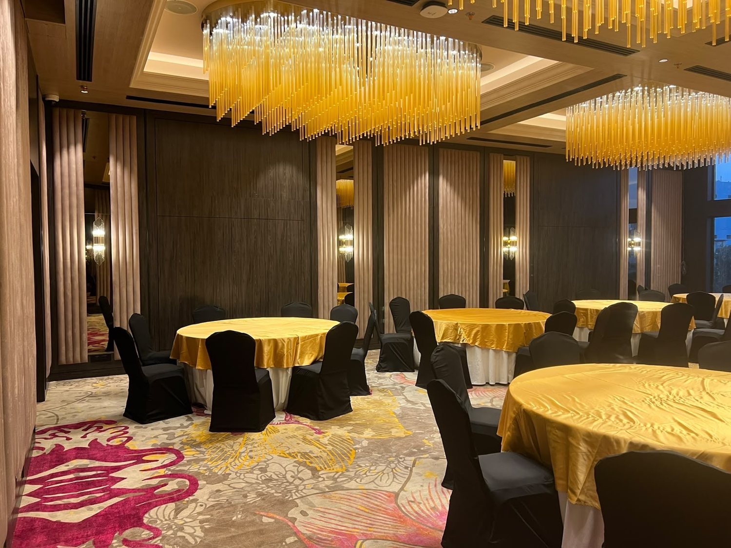 Banquet hall with chandeliers